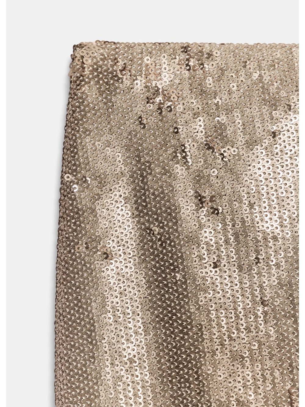 Zara NWT ZW COLLECTION beige light taupe muted Metallic Sequin Midi Skirt - Picture 3 of 9